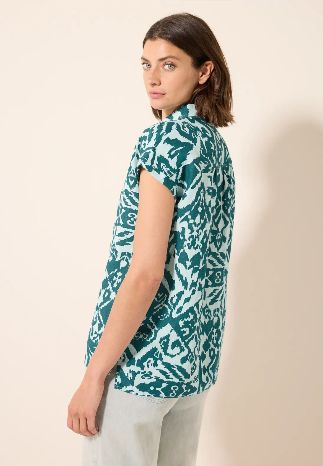 CECIL BLUSA CAMISERA DE LINO ESTAMPADA