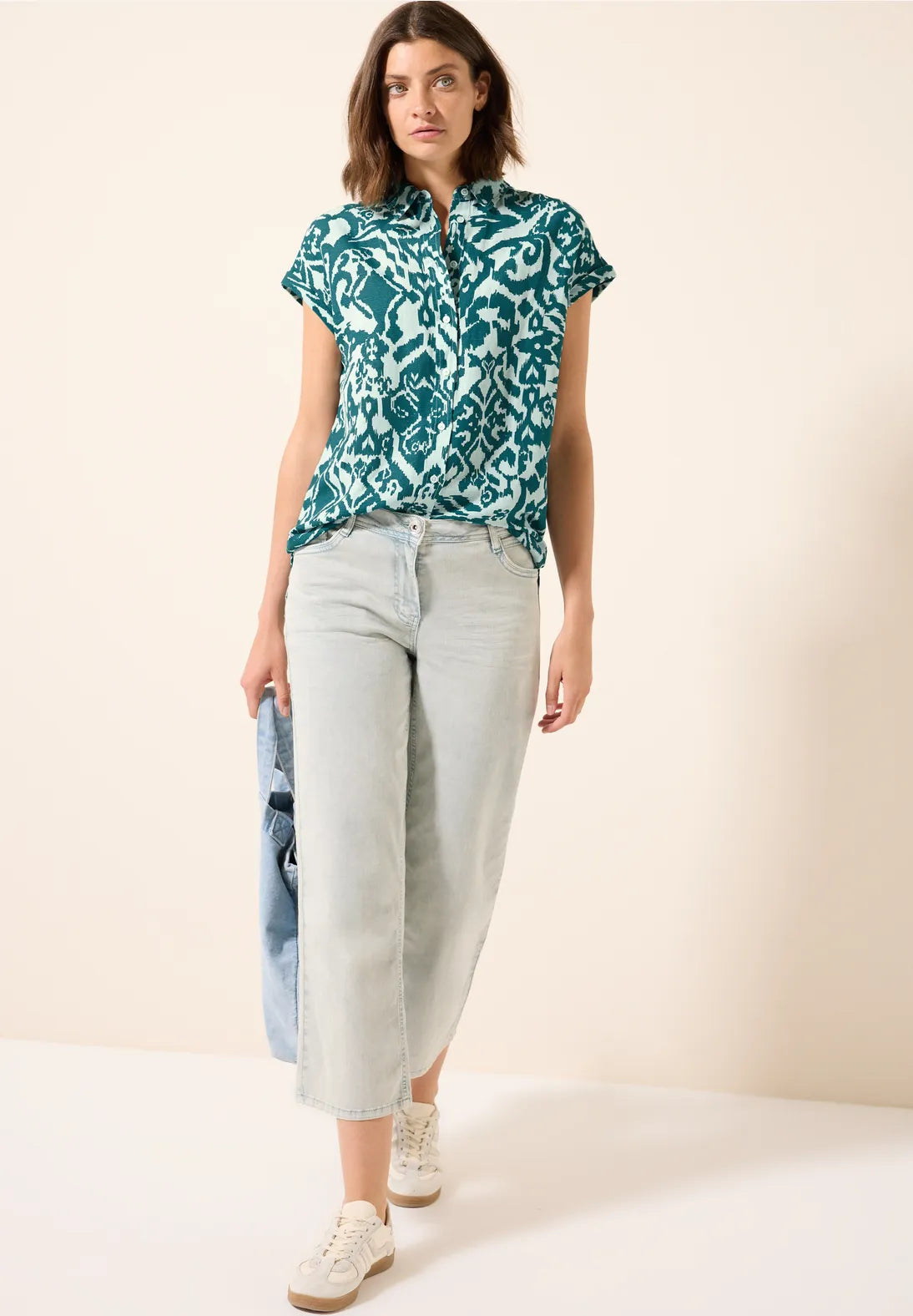 CECIL BLUSA CAMISERA DE LINO ESTAMPADA