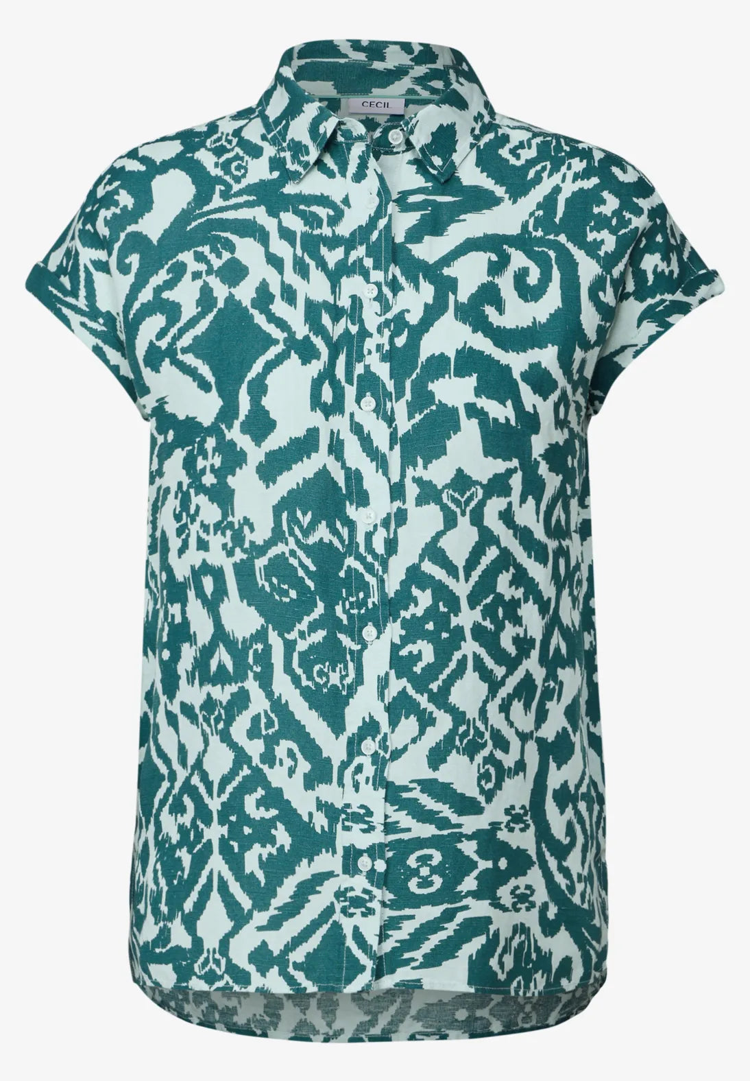 CECIL BLUSA CAMISERA DE LINO ESTAMPADA