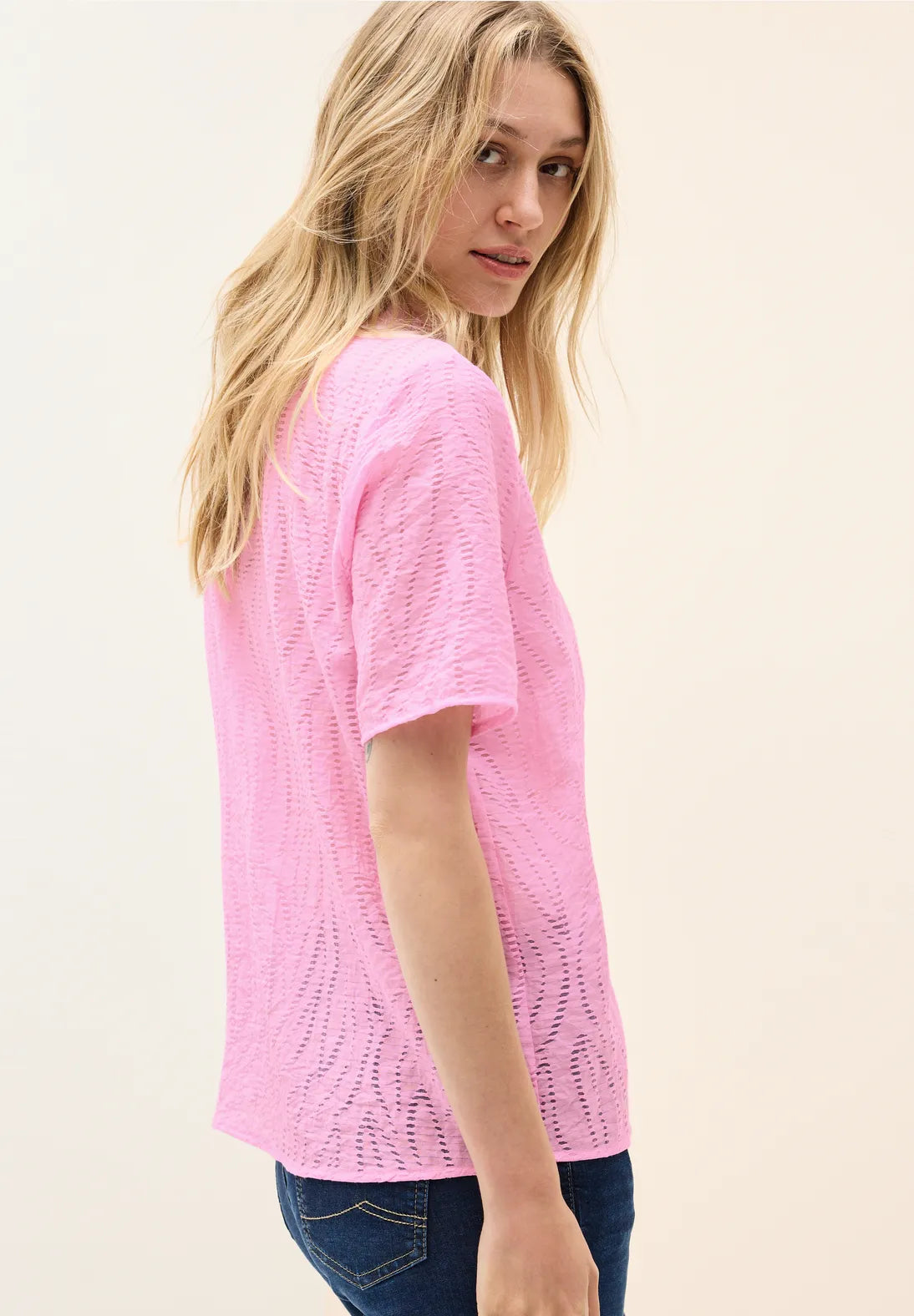 CECIL BLUSA CUELLO CAMISERO MANGA CORTA EXTRALIGERA