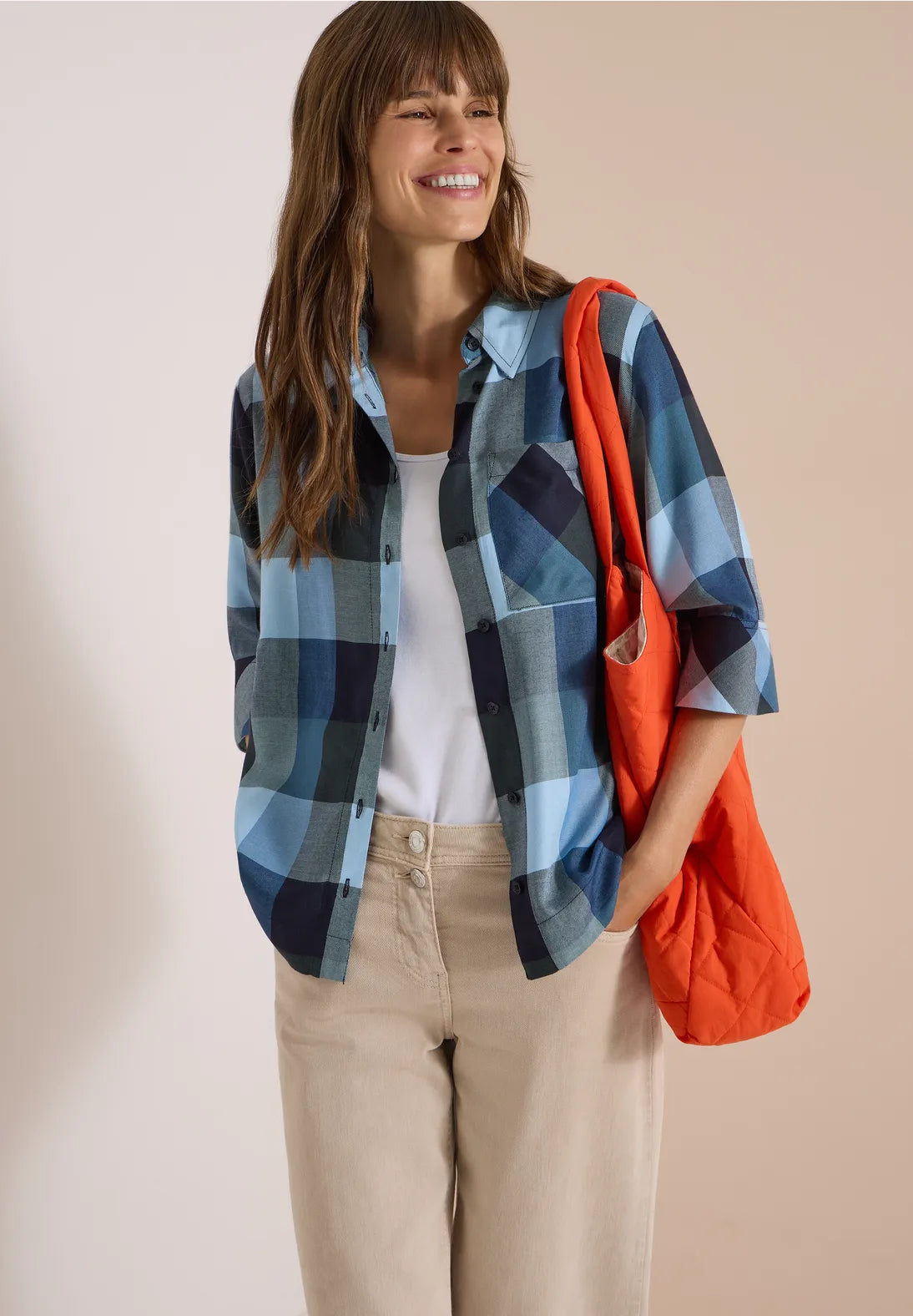 BLUSA CUELLO CAMISERO A CUADROS CECIL