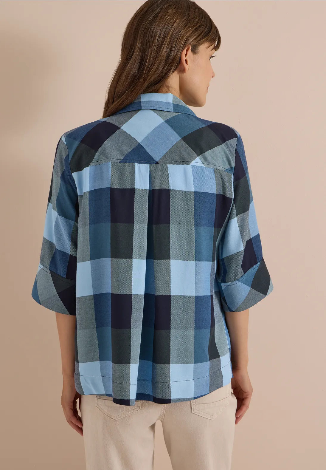 BLUSA CUELLO CAMISERO A CUADROS CECIL