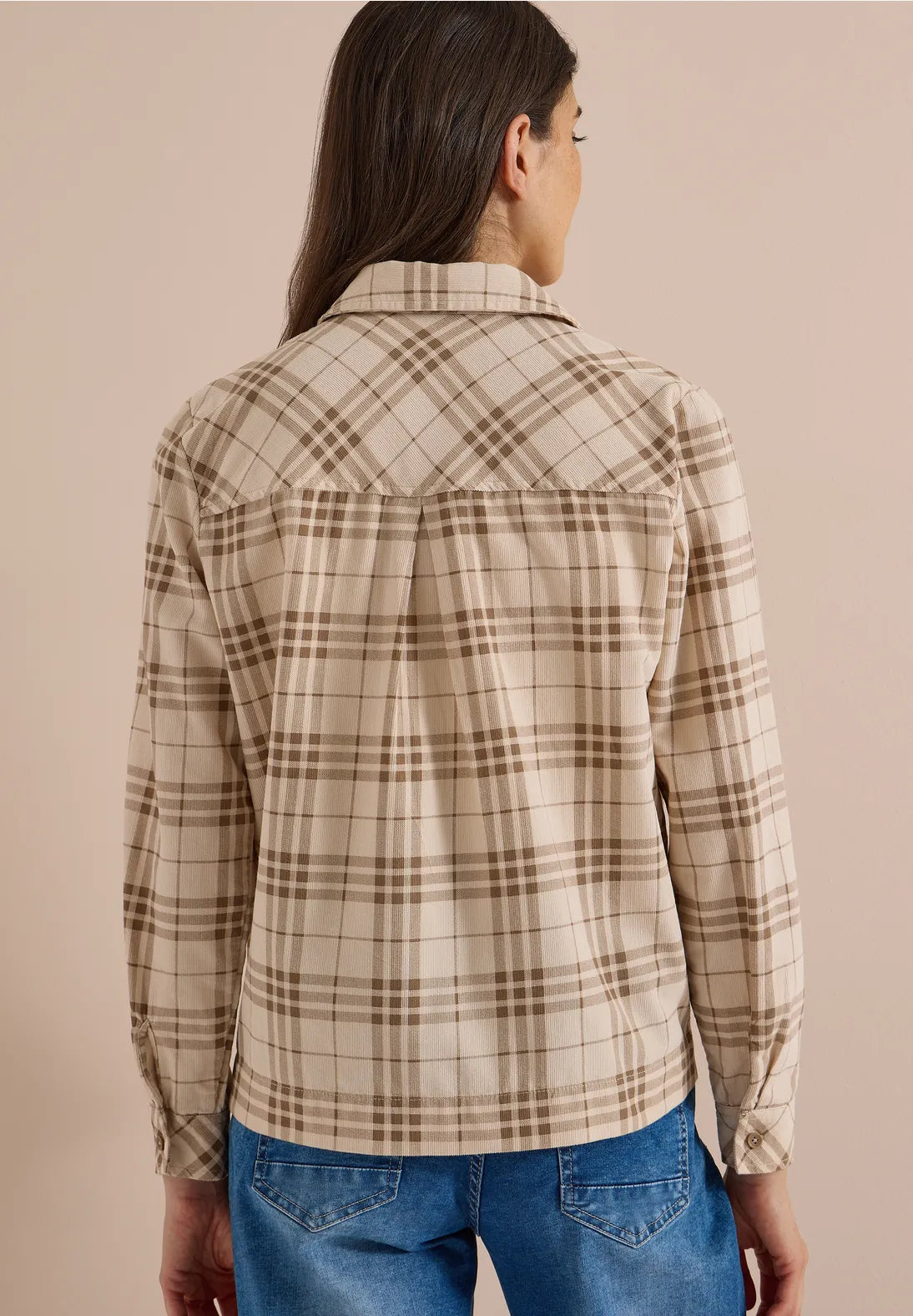 BLUSA DE PANA A CUADROS BEIGE CECIL