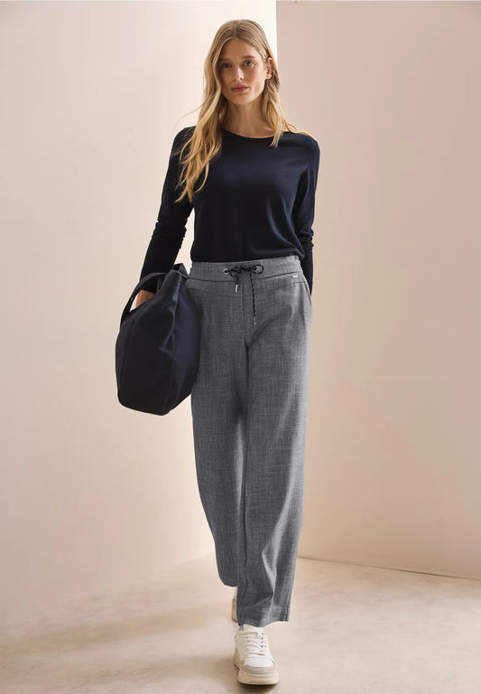 PANTALONES CON ASPECTO LONA DE PIERNA ANCHA