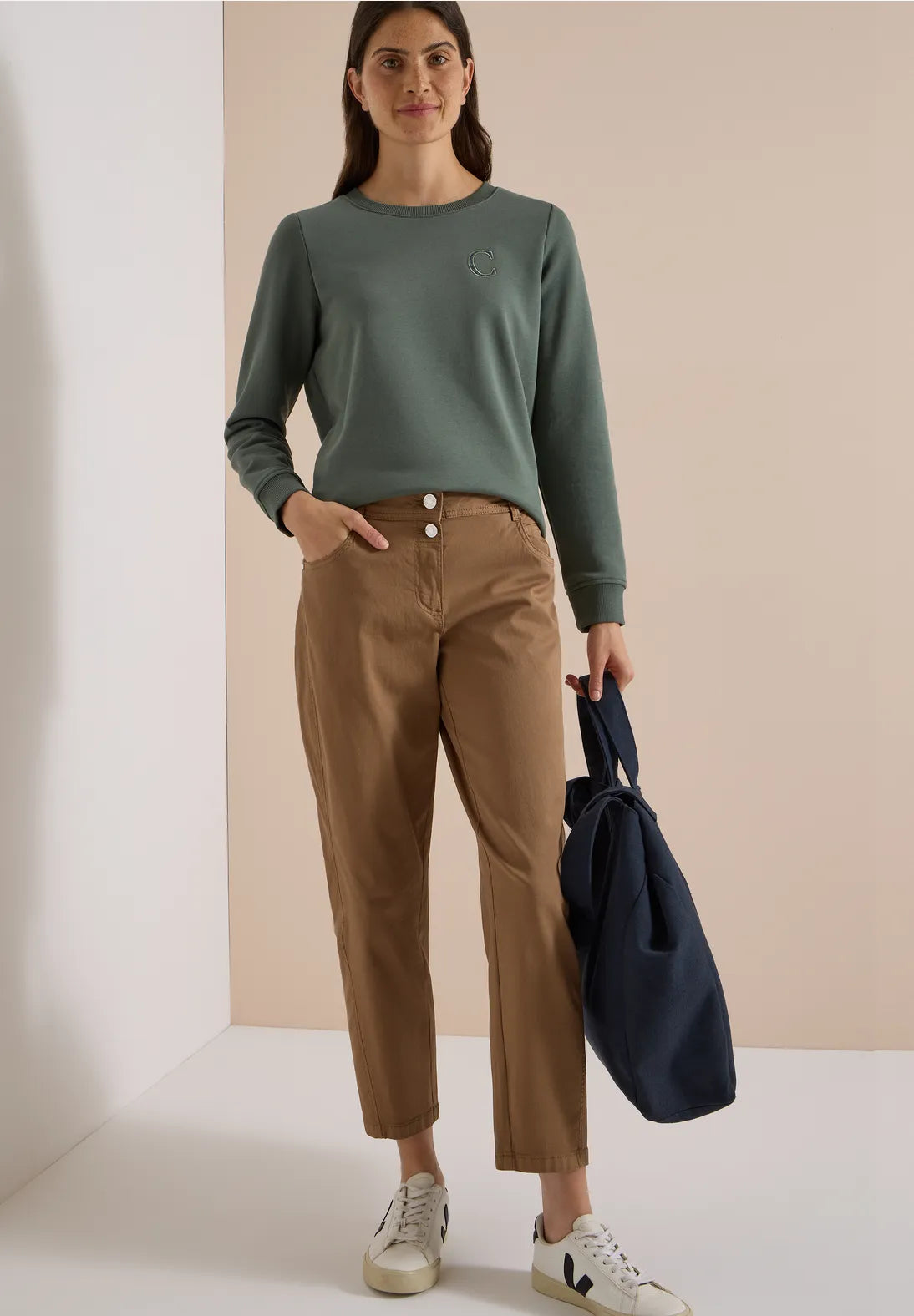 PANTALONES 5 BOLSILLOS CORTE HOLGADO MARRON CECIL