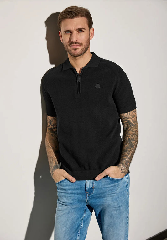 STREET ONE MEN POLO NEGRO CREMALLERA