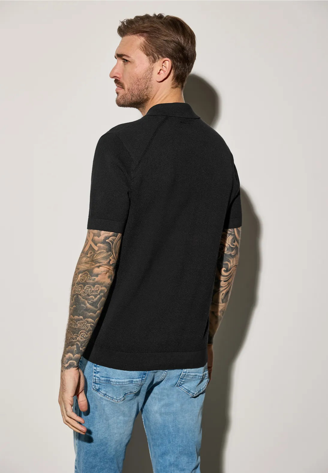 STREET ONE MEN POLO NEGRO CREMALLERA