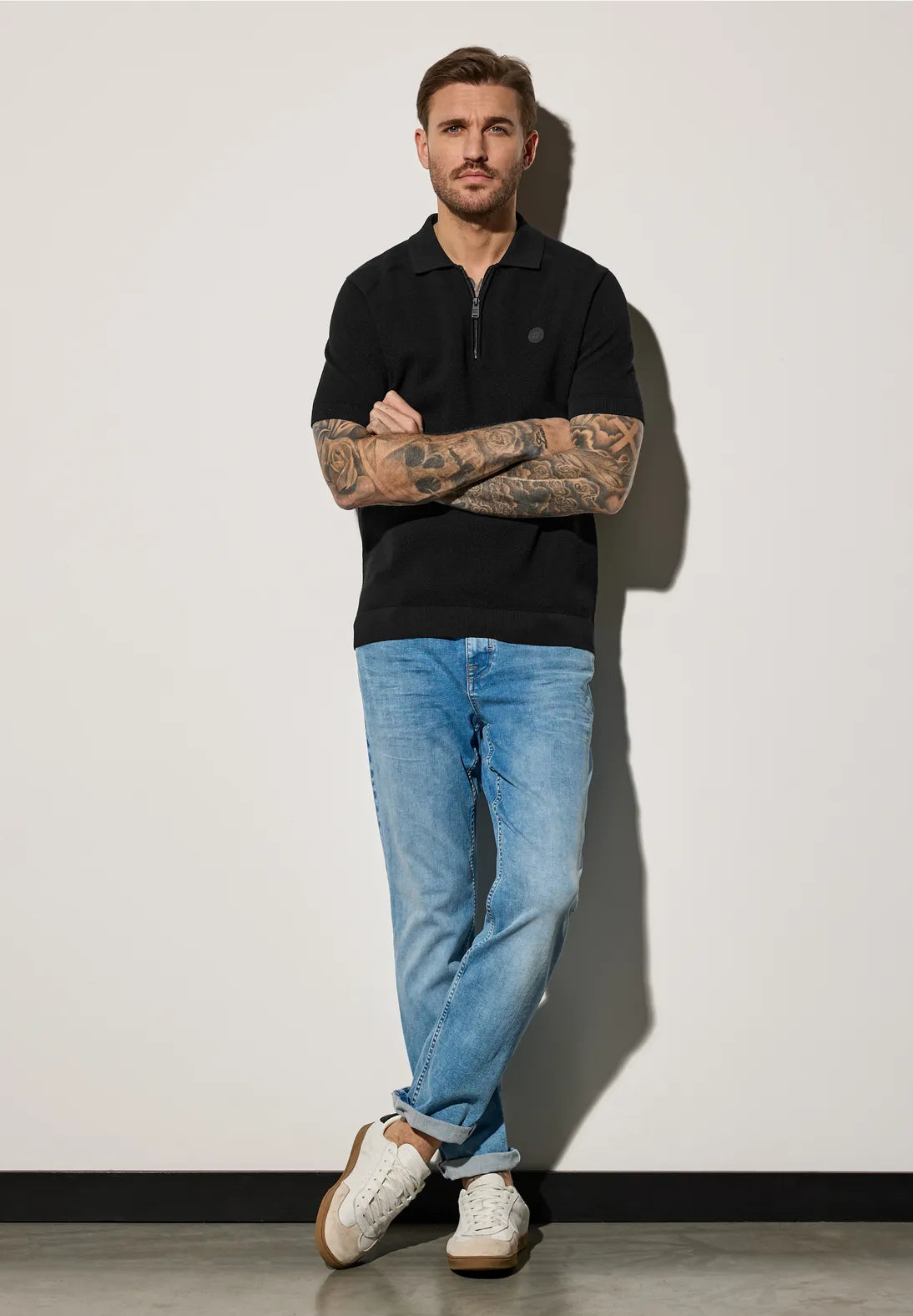 STREET ONE MEN POLO NEGRO CREMALLERA