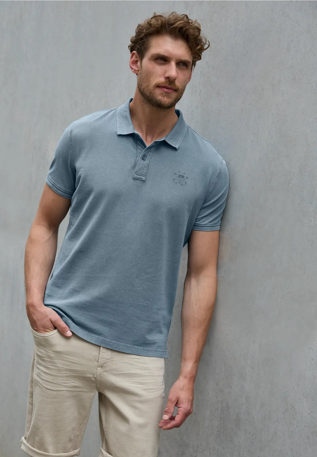 STREET ONE MEN POLO PIQUEE BASICO AZUL