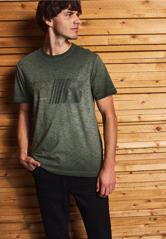 STREET ONE MEN CAMISETA ESTAMPADA VERDE EFECTO LAVADO