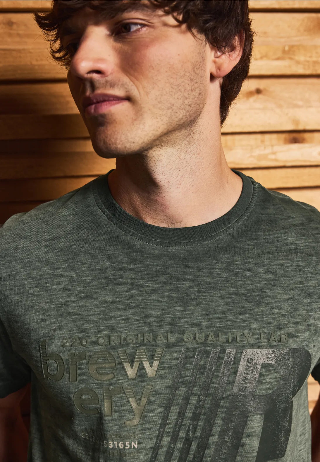 STREET ONE MEN CAMISETA ESTAMPADA VERDE EFECTO LAVADO