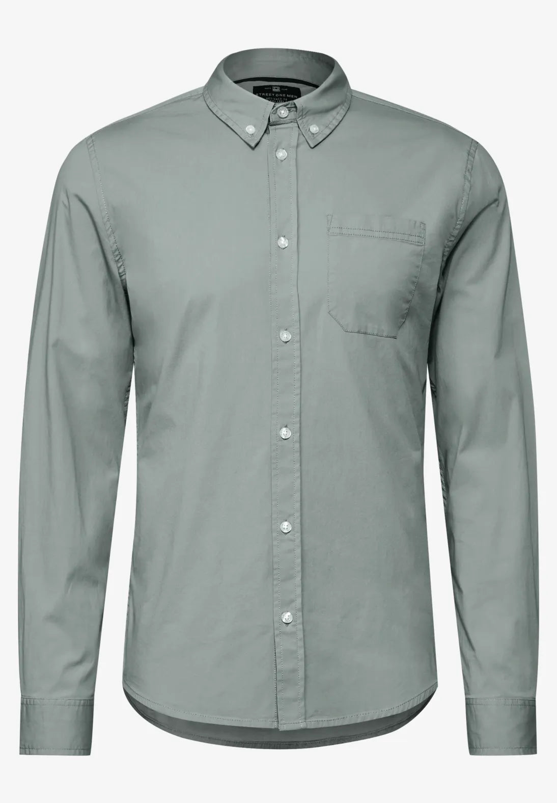 CAMISA DE ALGODON ENTALLADA CON BOLSILLO