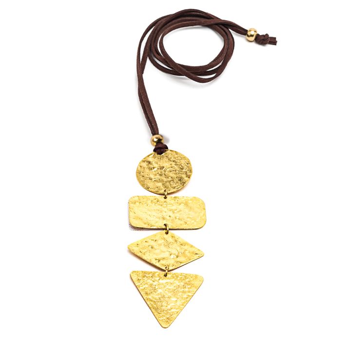 COLLAR DE HILO AJUSTABLE DE PLACAS GEOMETRICAS