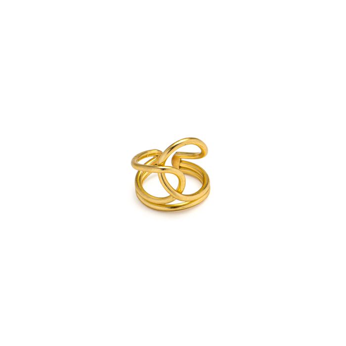 ANILLO DISEÑO "GARABATO" CON BAÑO EN ORO