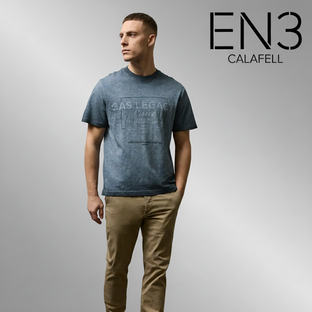 EN3CALAFELL CAMISETA AZUL EFECTO LAVADO