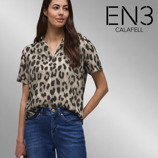 STREET ONE BLUSA BASICA CUELLO PICO ANIMAL PRINT