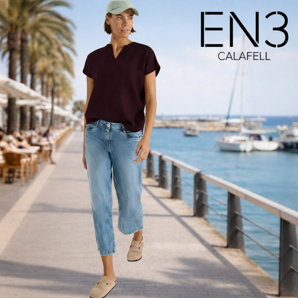 CECIL  BLUSA DE LINO CUELLO PICO