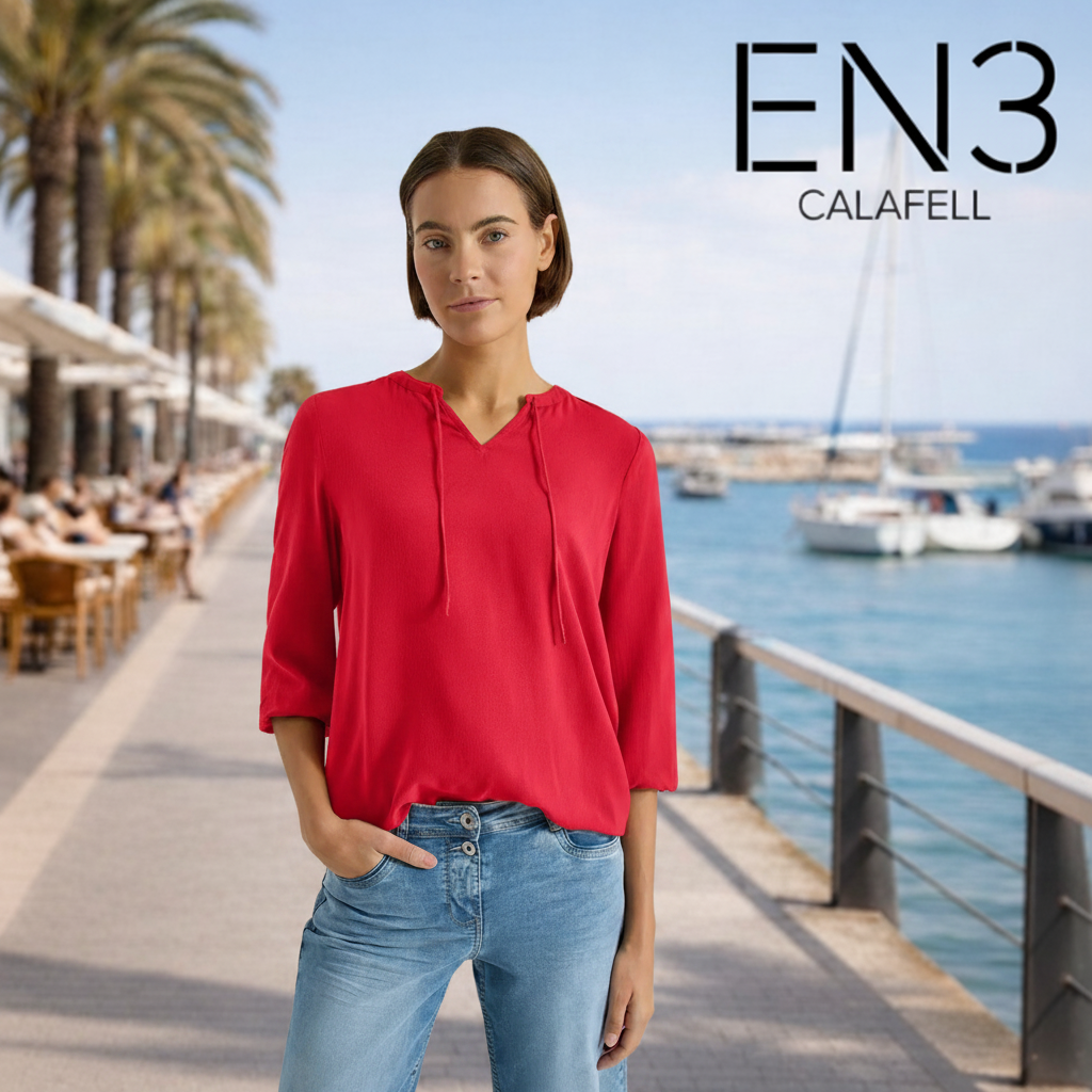 CECIL  BLUSA DE LINO CUELLO PICO