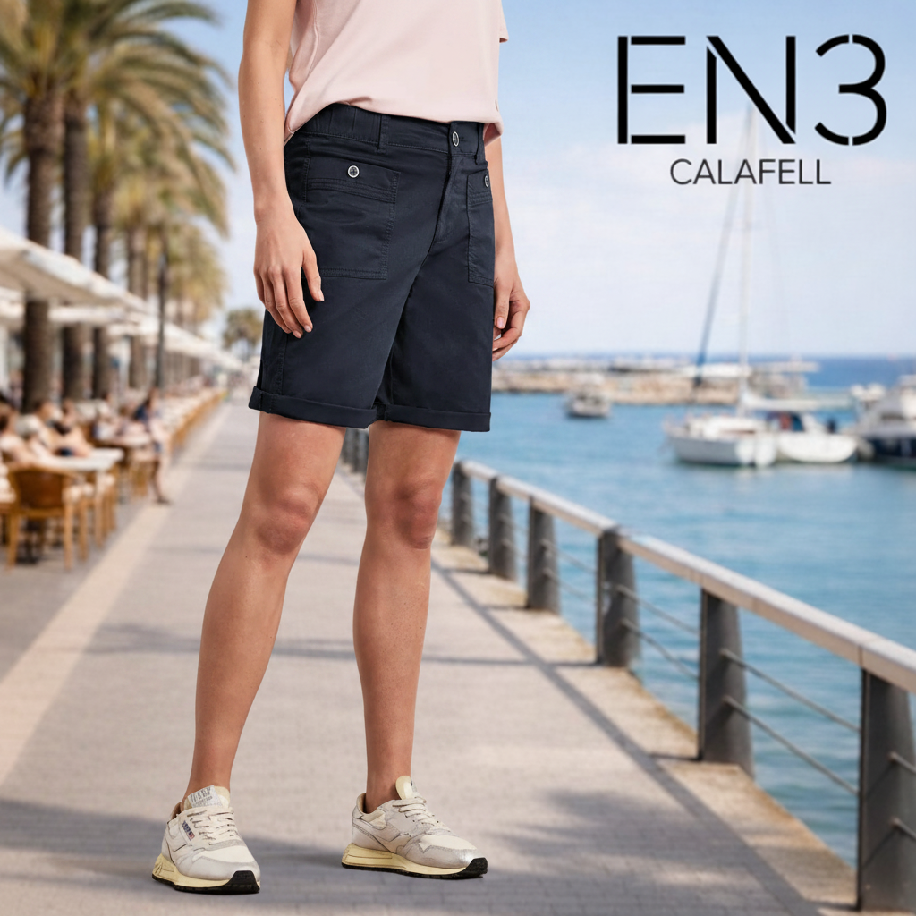 STREET ONE SHORT AZUL MARINO CON DOBLADILLO