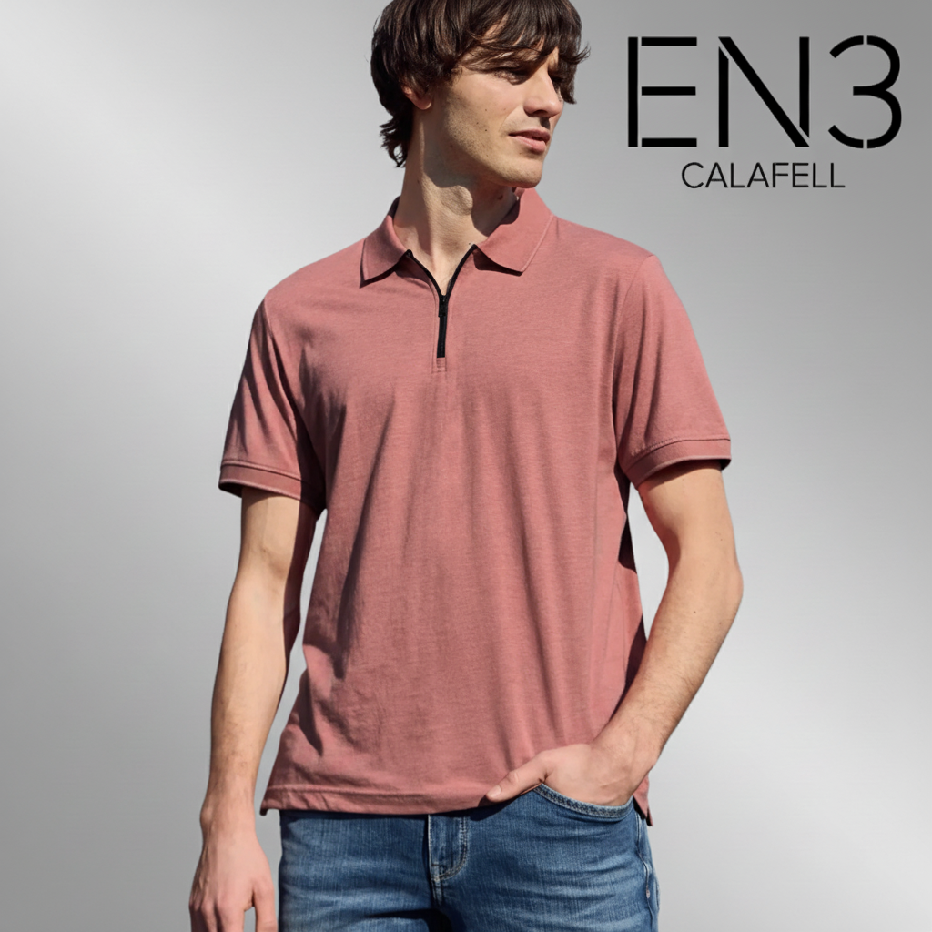 STREET ONE POLO BASICO MEDIA CREMALLERA TEJA