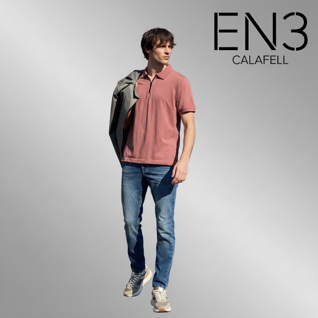 STREET ONE POLO BASICO MEDIA CREMALLERA TEJA