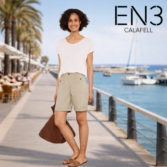 STREET ONE SHORT BEIGE CON DOBLADILLO