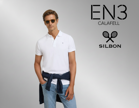 EN3CALAFELL POLO SILBON MANGA CORTA LOGO BORDADO