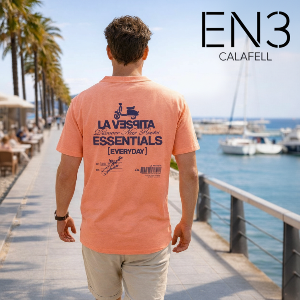 LA VESPITA CAMISETA NARANJA PRIN EN LA ESPALDA