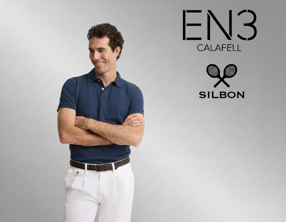 EN3CALAFELL POLO SILBON MANGA CORTA LOGO BORDADO