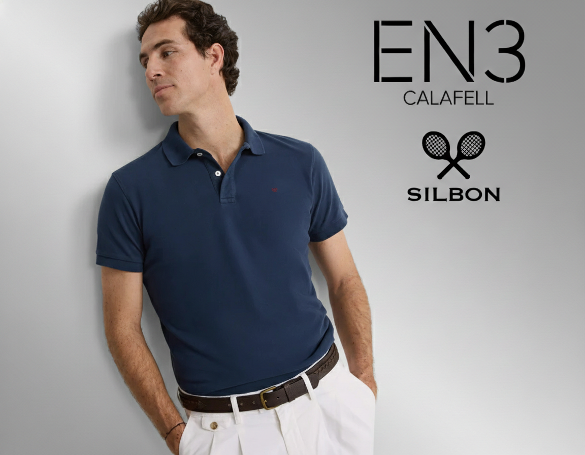 EN3CALAFELL POLO SILBON MANGA CORTA LOGO BORDADO