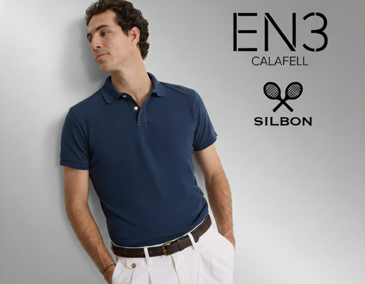 EN3CALAFELL POLO SILBON MANGA CORTA LOGO BORDADO