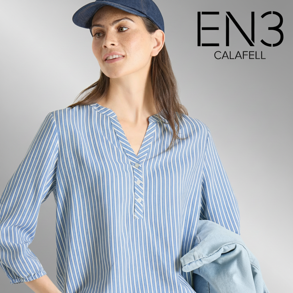 EN3CALAFELL BLUSA A RAYAS CUELLO PICO CECIL