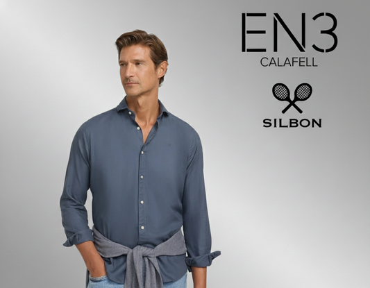 EN3CALAFELL CAMISA AZUL ESTRUCTURADA SILBON