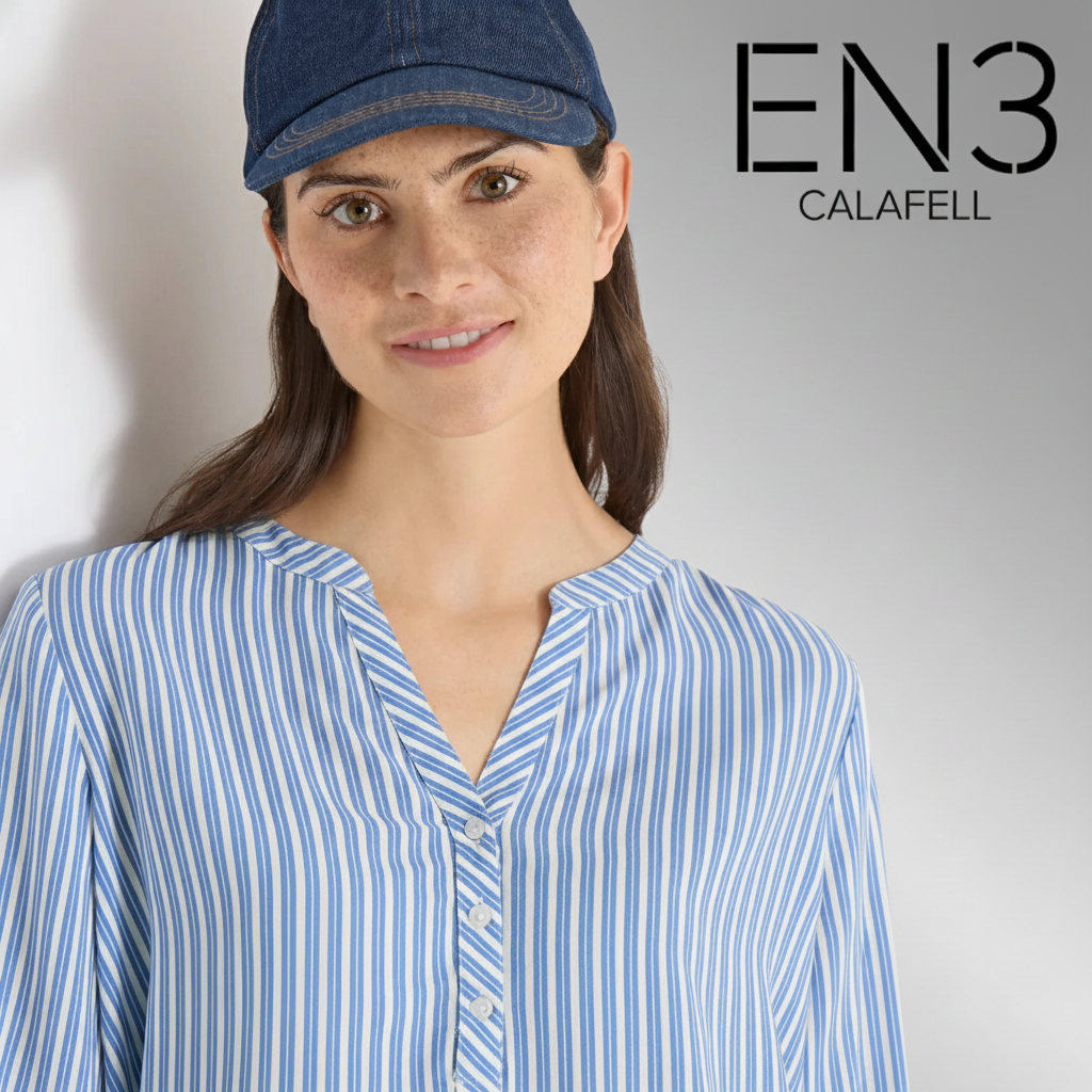 EN3CALAFELL BLUSA A RAYAS CUELLO PICO CECIL