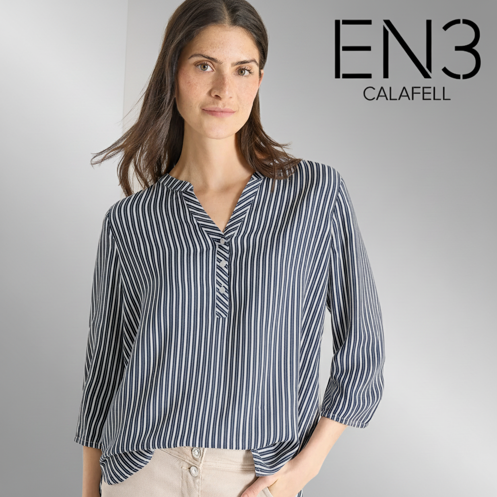EN3CALAFELL BLUSA A RAYAS CUELLO PICO CECIL