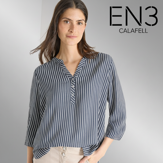 EN3CALAFELL BLUSA A RAYAS CUELLO PICO CECIL
