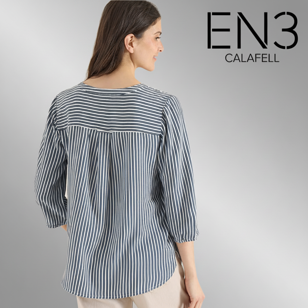 EN3CALAFELL BLUSA A RAYAS CUELLO PICO CECIL