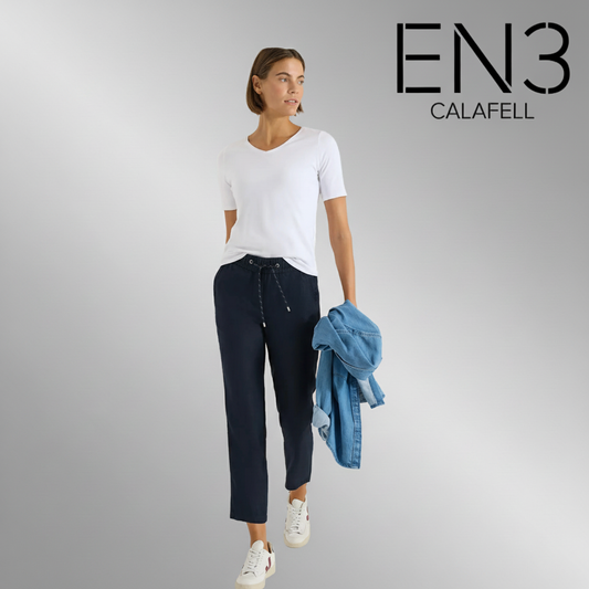 CECIL PANTALON DE LINO AZUL MARINO