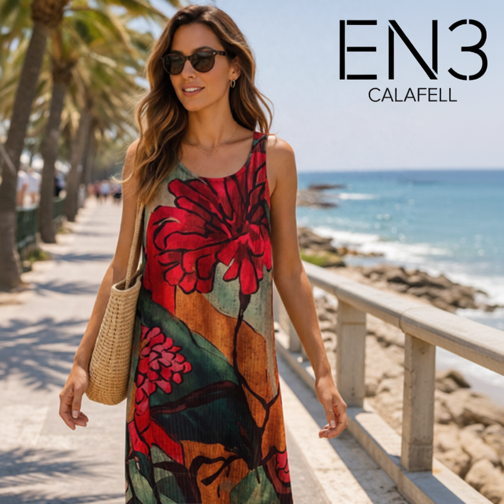 EN3 CALAFELL VESTIDO DE GASA MULTICOLOR ESTAMPADO