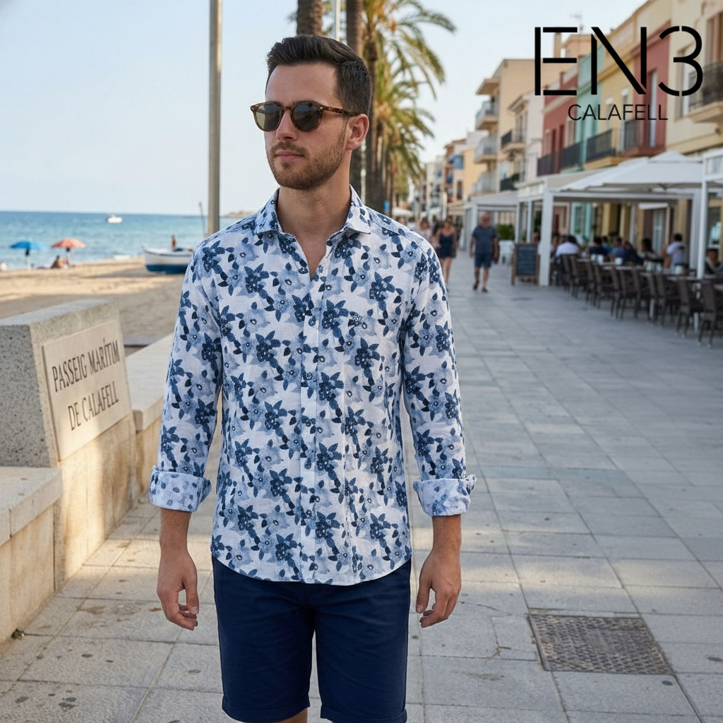 LA VESPITA CAMISA AZUL ESTAMPADA