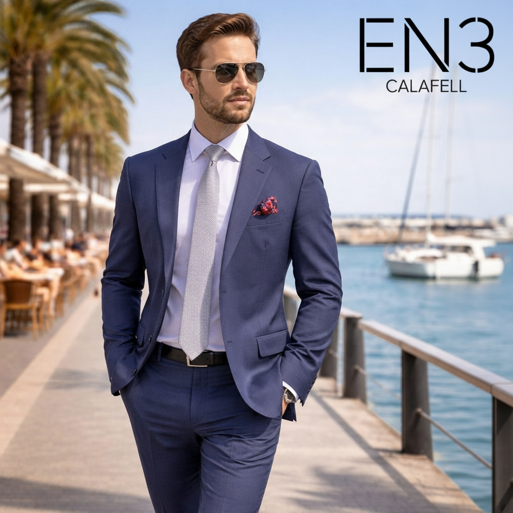 EN3CALAFELL TRAJE AZUL MARINO CLARO SEMI SLIM FIT