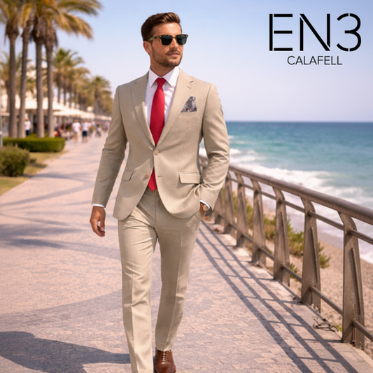 EN3CALAFELL TRAJE BEIGE SEMI SLIM FIT