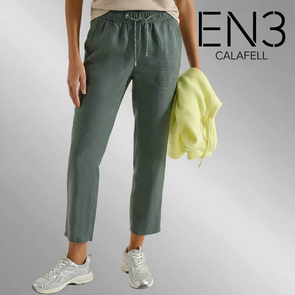 CECIL PANTALON DE LINO VERDE