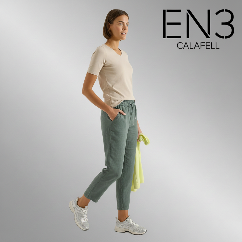 CECIL PANTALON DE LINO VERDE