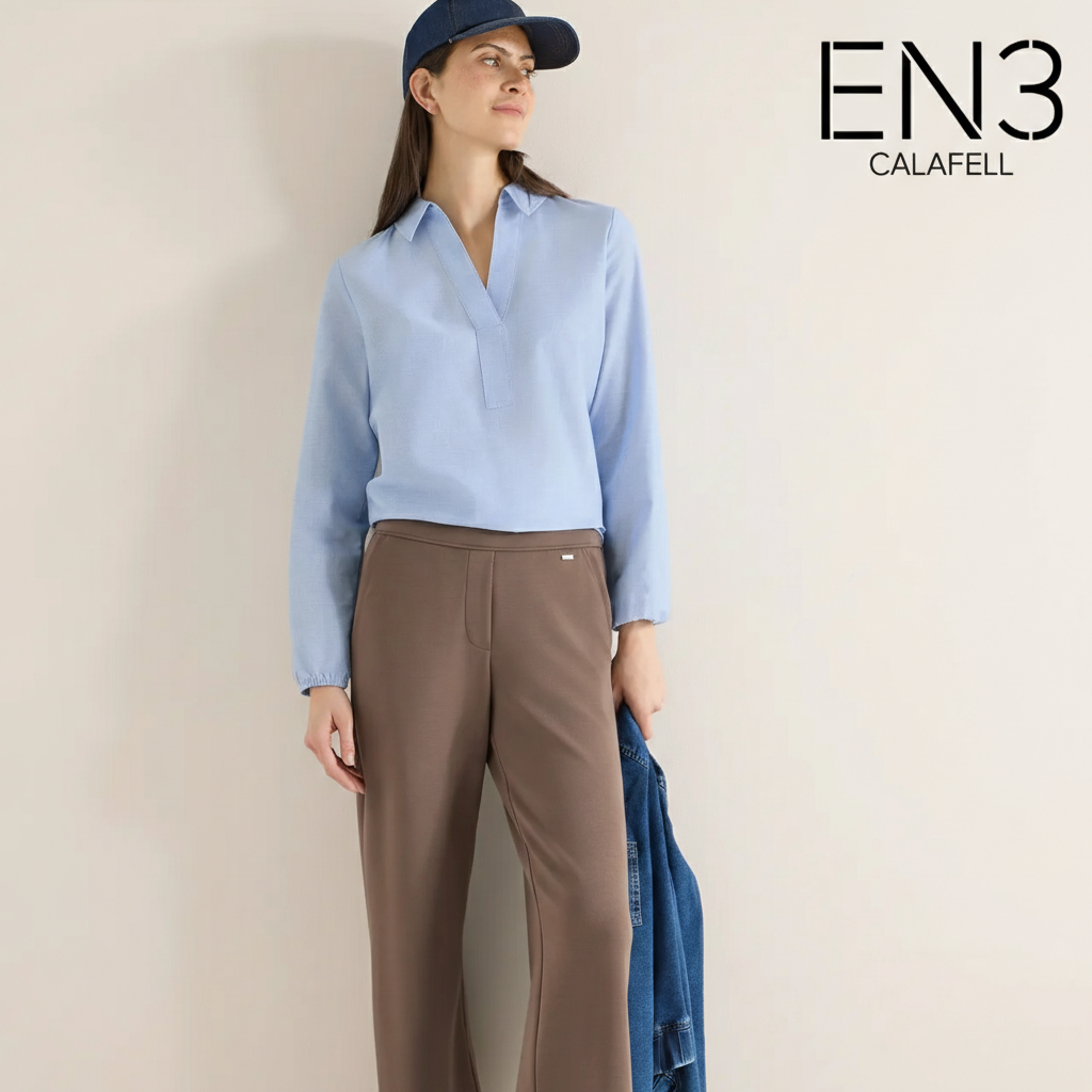 EN3CALAFELL BLUSA AZUL CELESTE CECIL CUELLO PICO