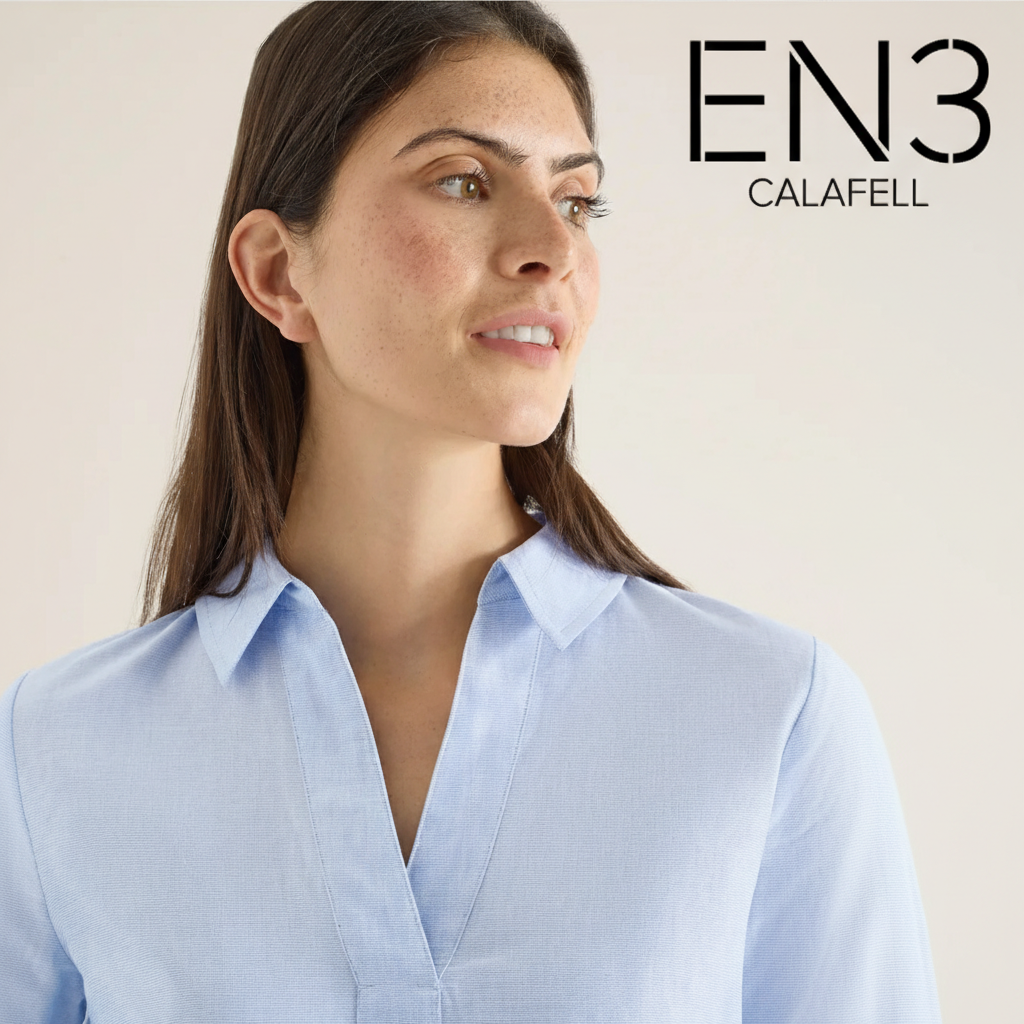 EN3CALAFELL BLUSA AZUL CELESTE CECIL CUELLO PICO