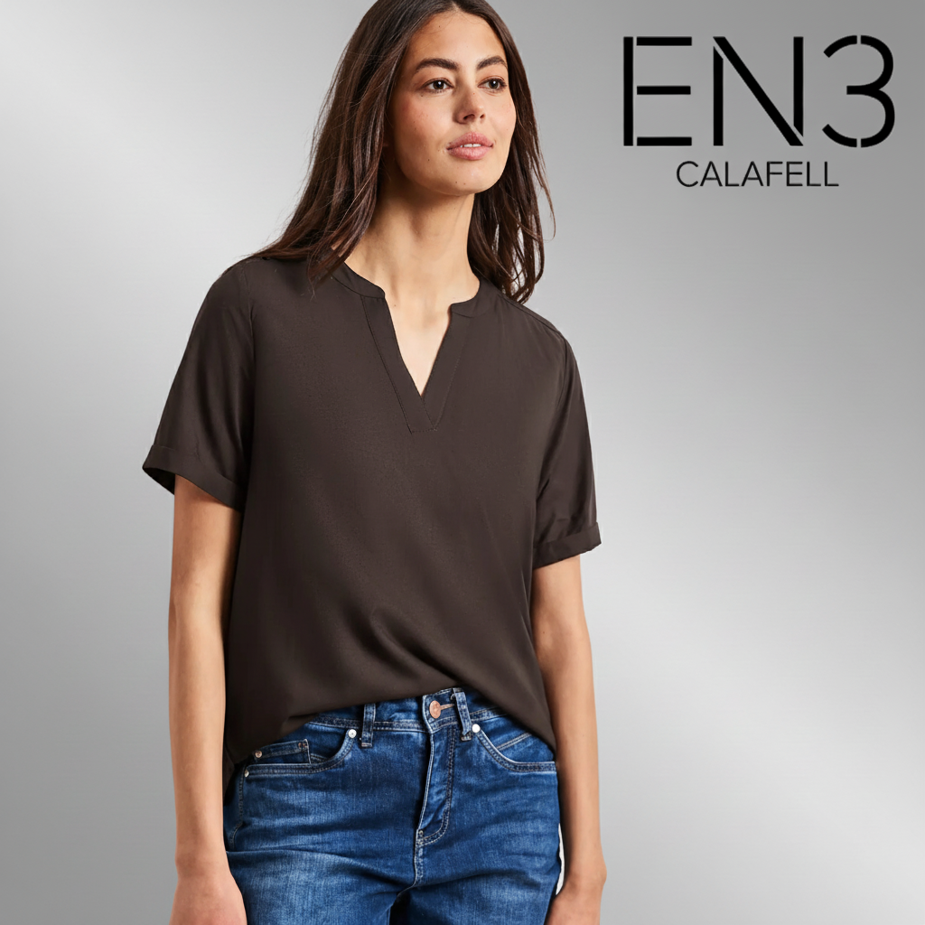 CECIL BLUSA BASICA MANGA CORTA CUELLO PICO